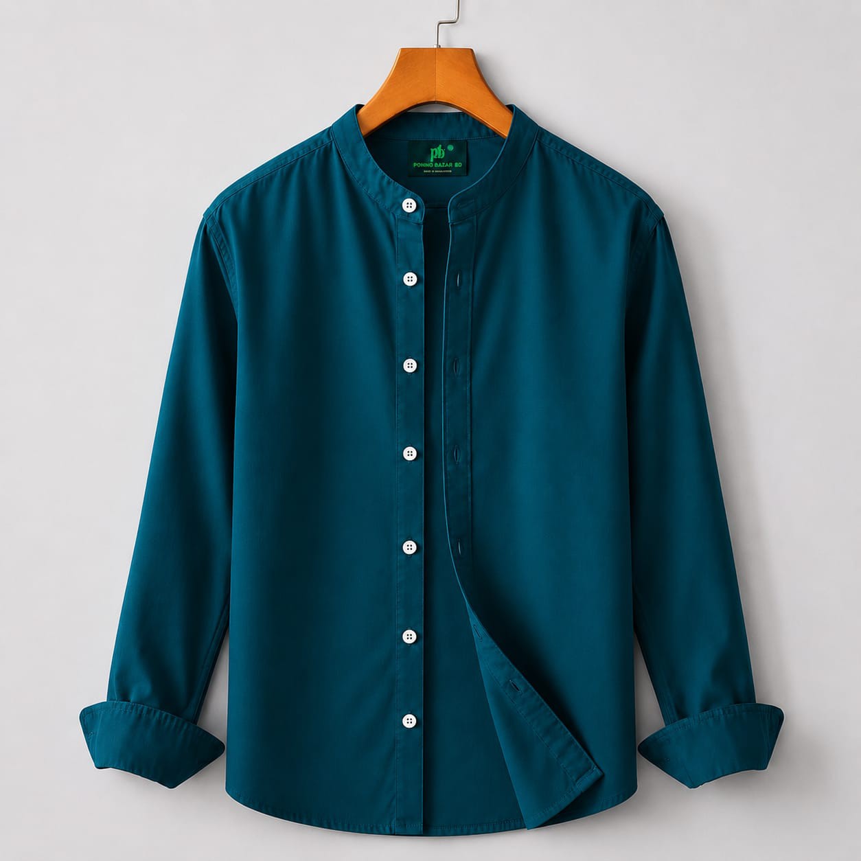 Premium Oxford Cotton Band Collar Long Sleeve Shirt for Men